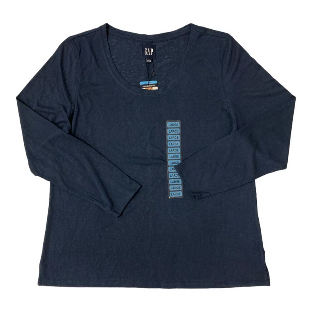 GAP Women's Soft Slub Scoop Neck Long Sleeve T-Shirt - Midnight
